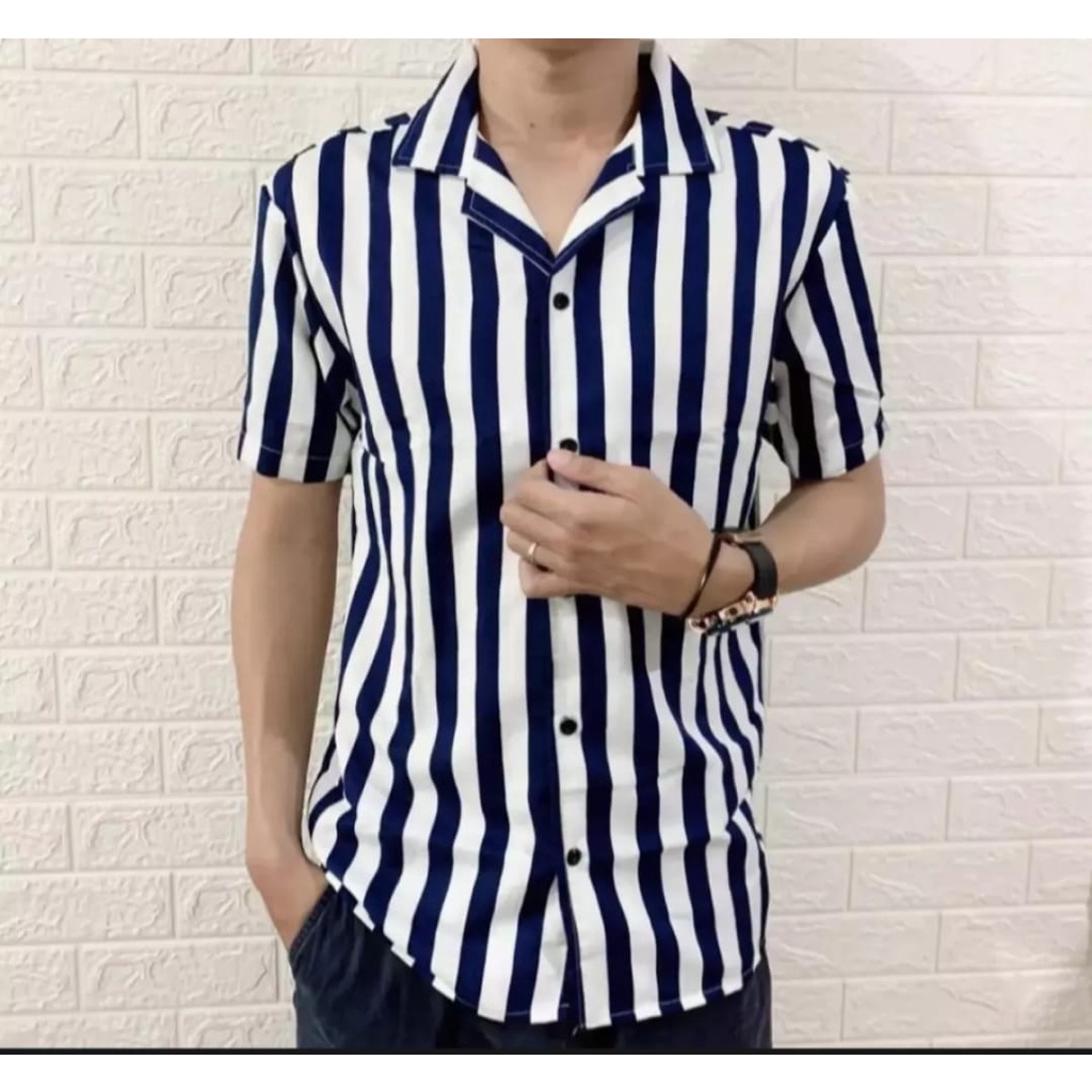 Kemeja Stripe Pria Kemeja Casual Pria Shirt kemeja Pria Salur