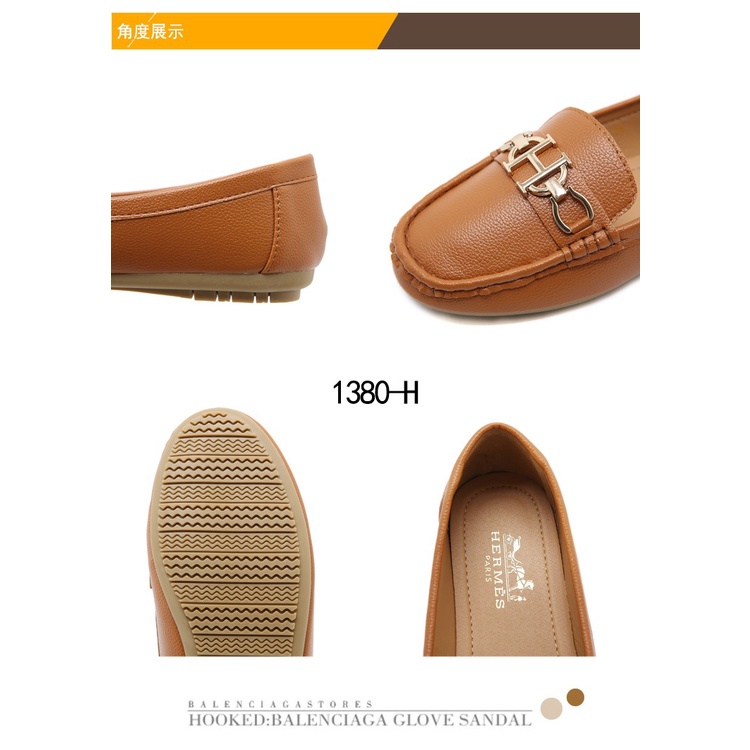 H Leather 'H' Iconic Wonen Flat Shoes #1380-H