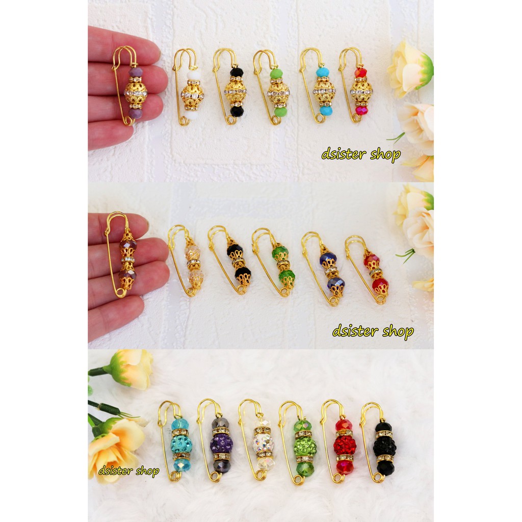 Peniti Besar Penitik INDIA Bros Kecil Manik Kristal