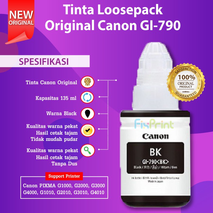 Tinta Canon GI790 GI-790 Original Refill Printer G1000 G2000 G3000 G4000 G1010 G2010 G3010 G4010