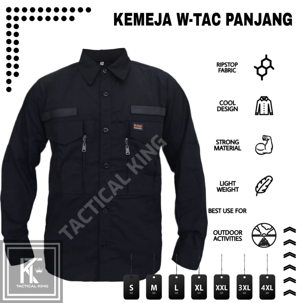 Kemeja Tactical W-TAC Tangan panjang / Baju Kemeja Lapangan Taktical PDL PDH tangan panjang