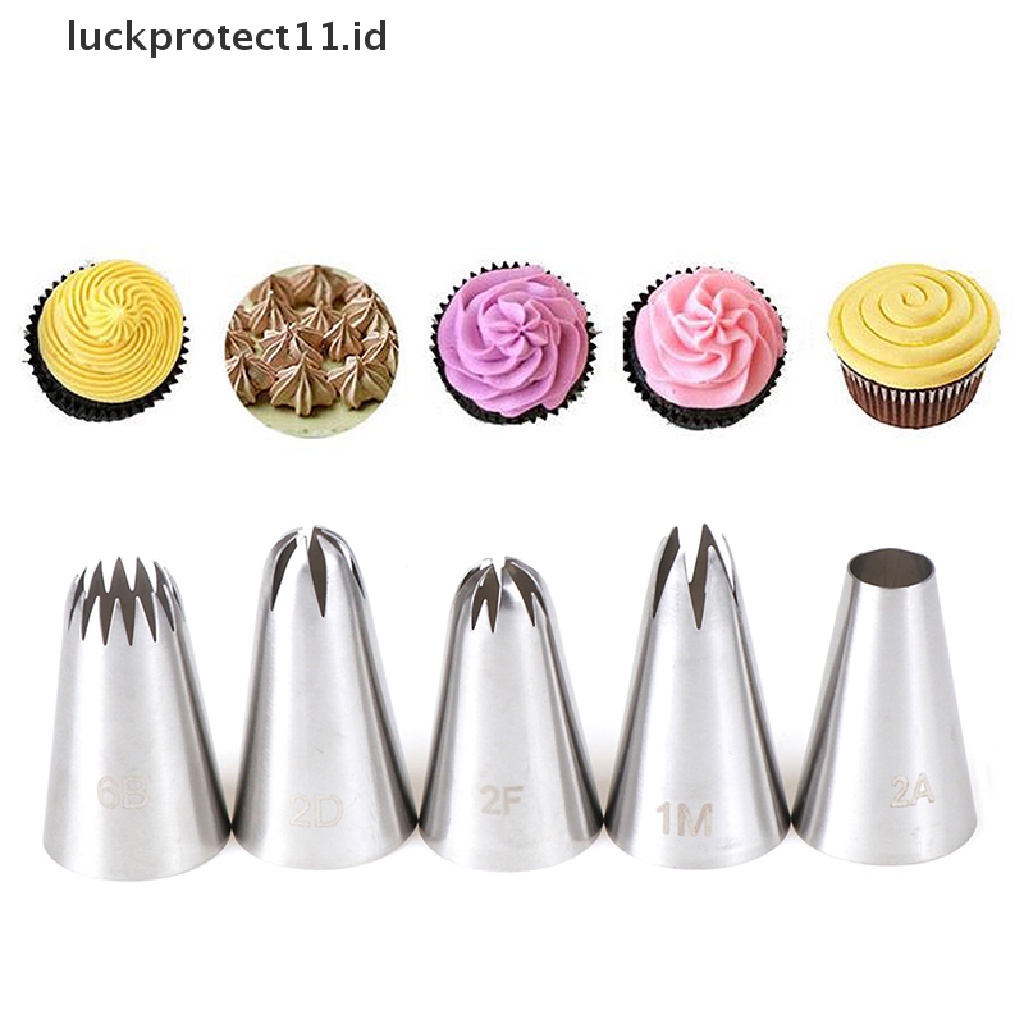 // Hg &amp; ID// 5pcs Stainless Steel Icing Piping Pastry Nozzle Cupcake Cream Making Set