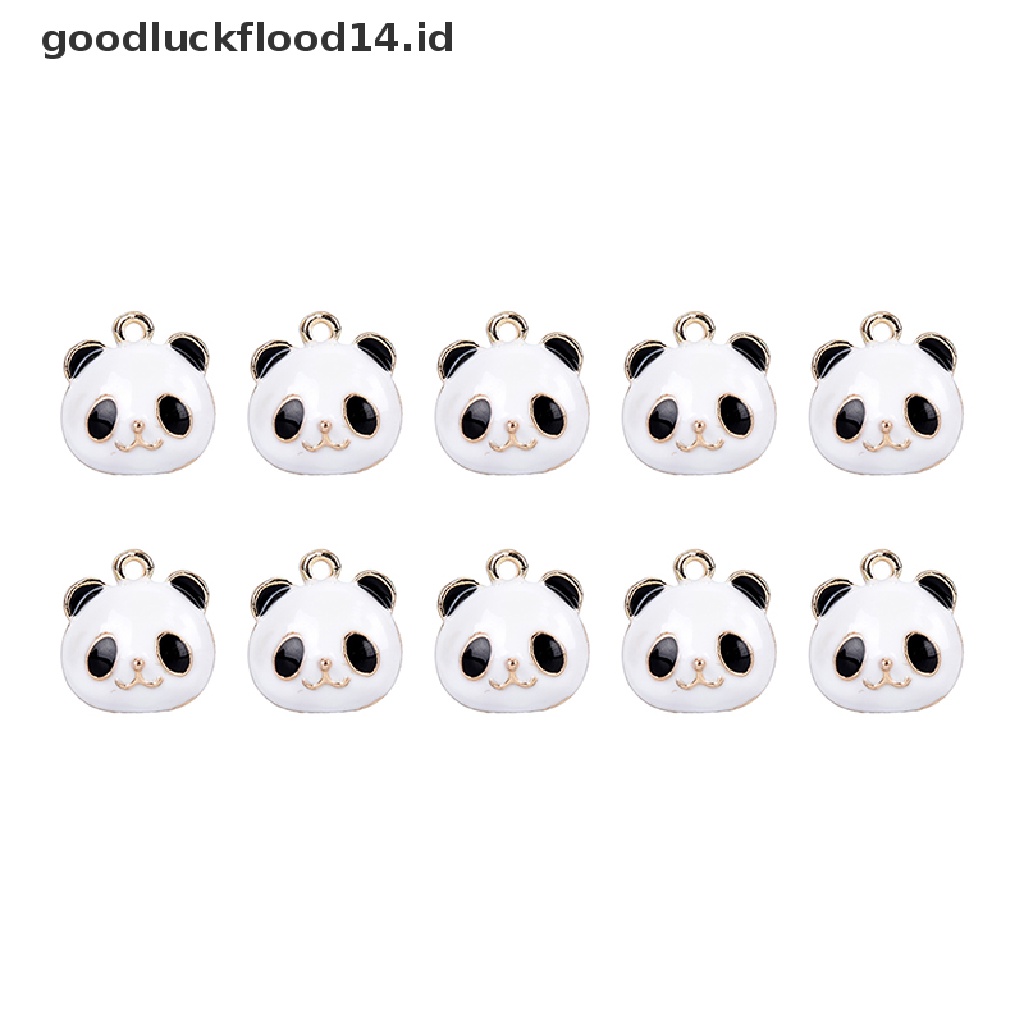 [OOID] 10Pcs/Set Cute Panda Animals Alloy Enamel Charms Pendant DIY Craft Jewelry Gift ID