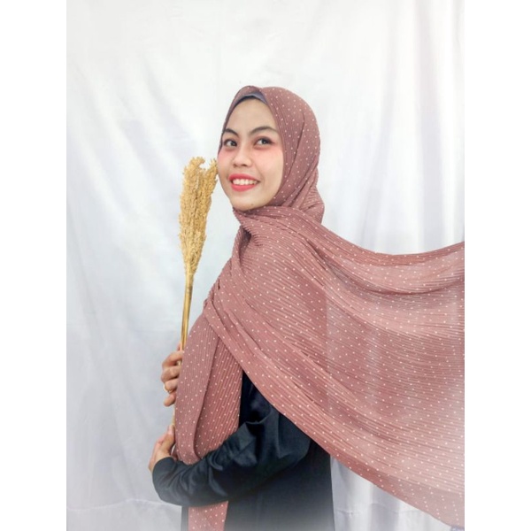 ELZATTA DAUKY HIJAB INSTAN PASHMINA POLKA BAHAN PLISKET PASHMINA BAHAN RAYON KNIT ELZATTA JILBAB ELZ