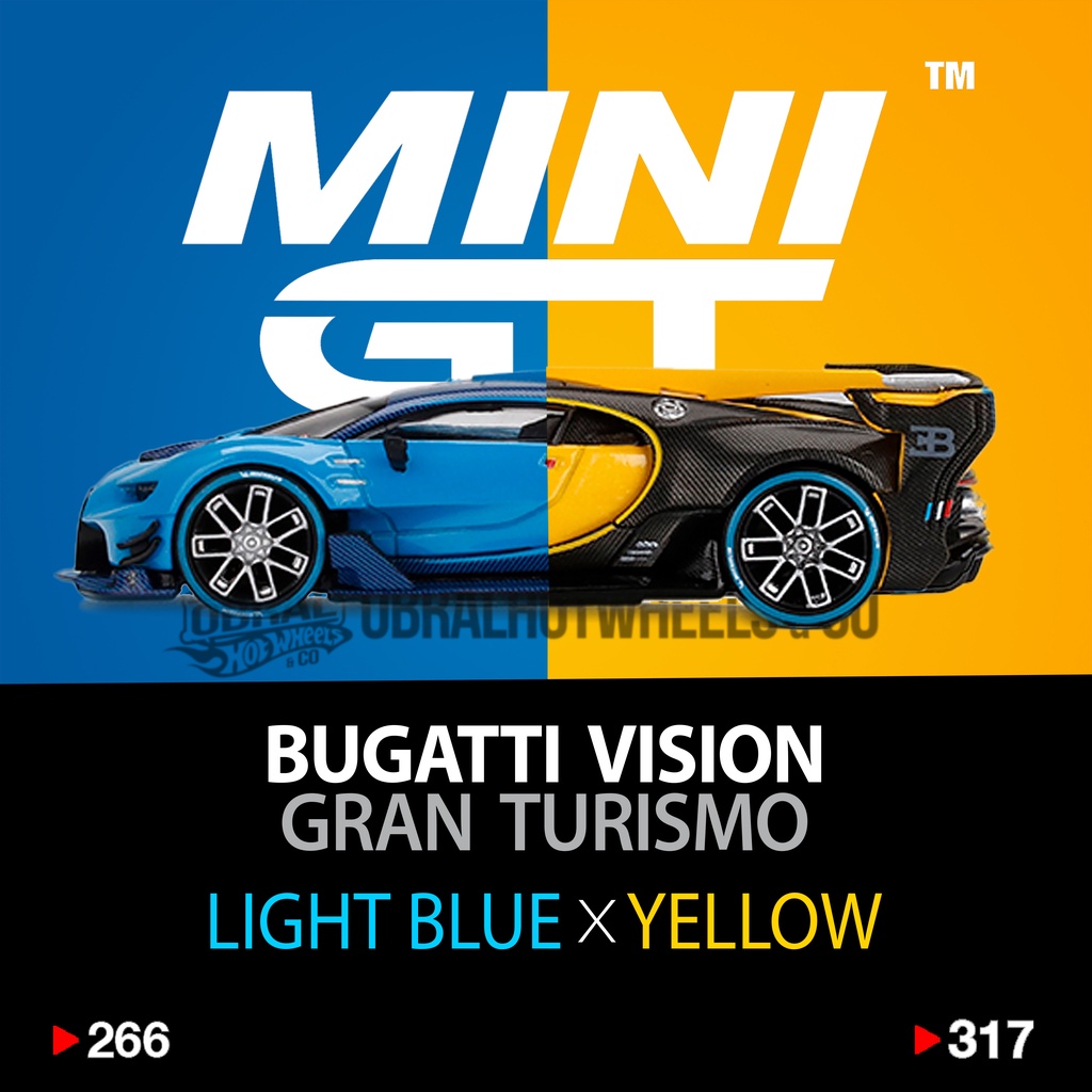 Mini GT Bugatti Vision Gran Turismo Double set - Light Blue & Yellow