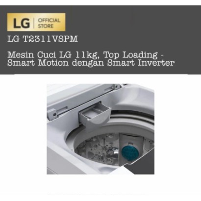 LG Mesin Cuci 1 Tabung 11Kg Smart Inverter T2311VSPM Top Loading T2311