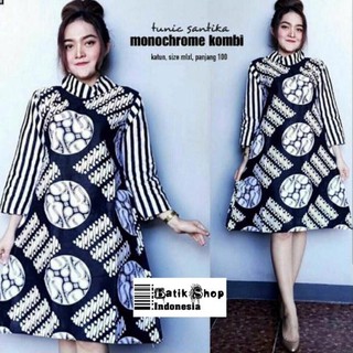 Hanya hari ini Tunik Santika Mono Kombi Batik Modern Baju Hanya hari ini Tunik Santika Mono Kombi Batik Modern Baju