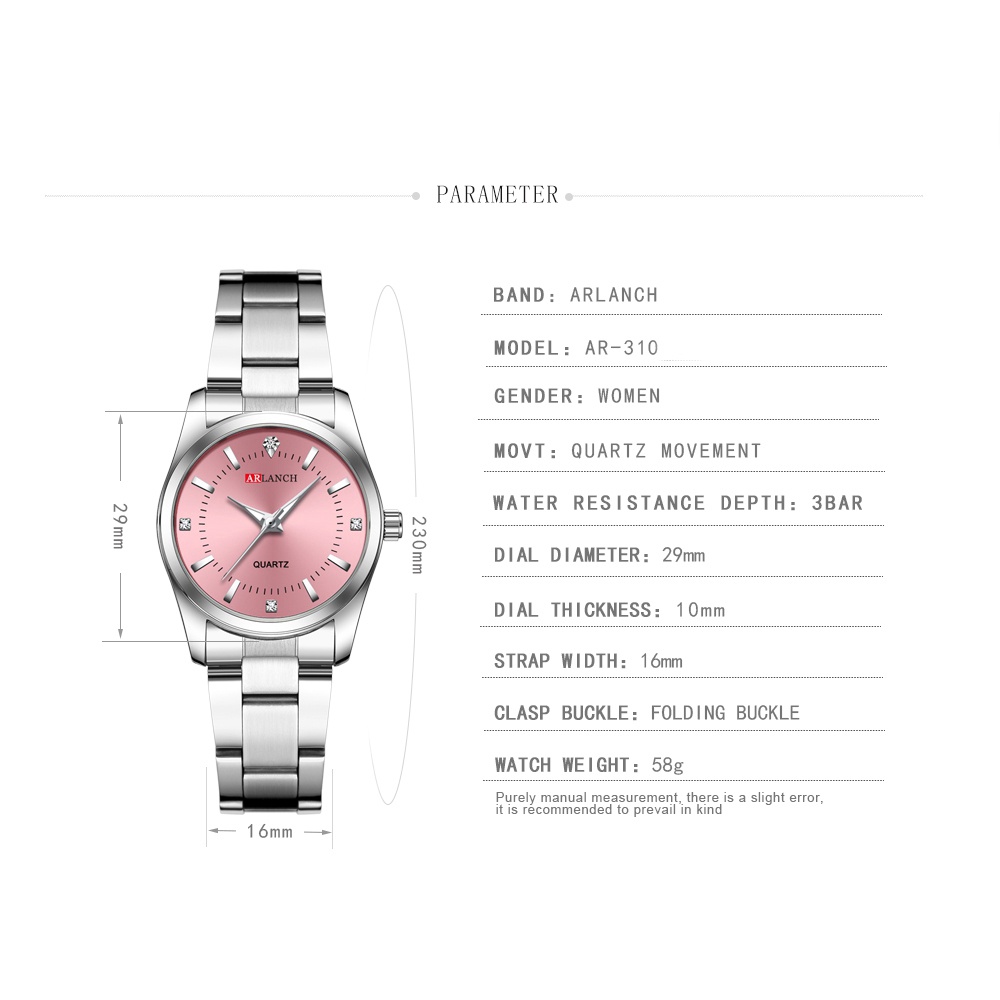 Jam Tangan Wanita ARLANCH Fashion Stainless Steel Quartz Original Tahan Air Watch + Kotak Gratis