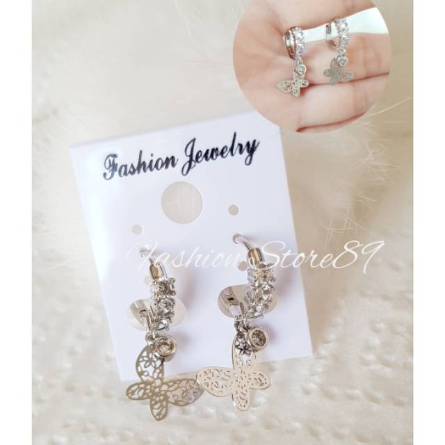 Anting jurai import buterfly perhiasan emas putih anting jurai xuping bestseller cantik siap kirim