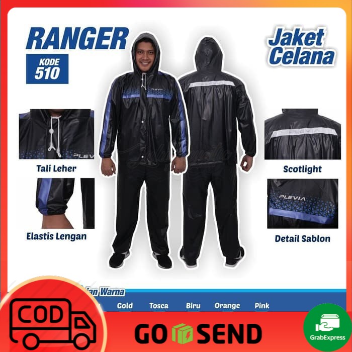 Jas Hujan Dewasa Setelan Jaket dan Celana Raincoat Plevia Ranger