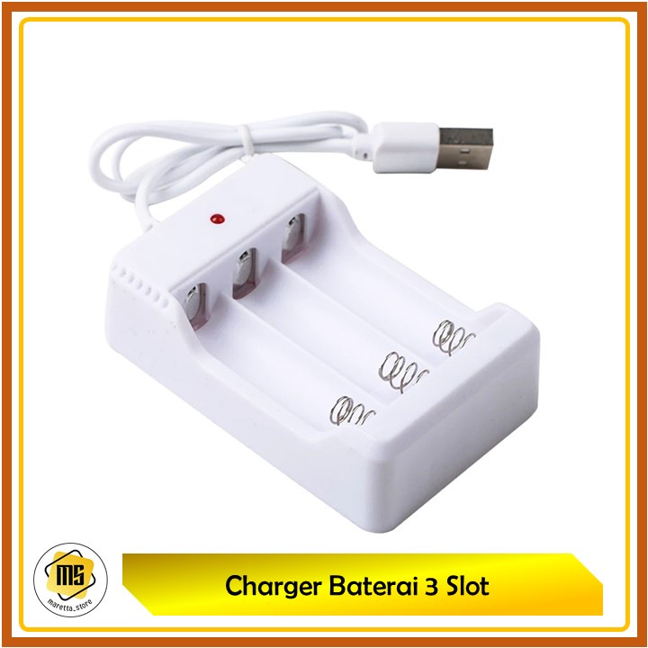 Charger Baterai AA/AAA 3 Slot Colokan USB