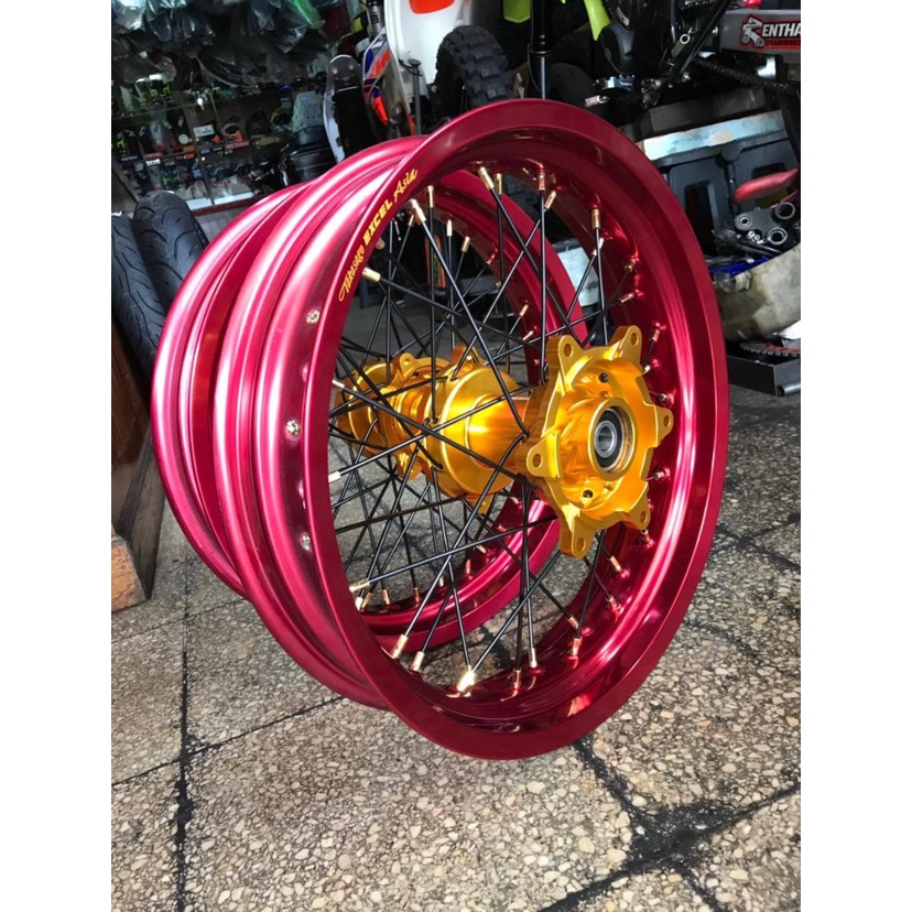 VELGSET SUPERMOTO HONDA CRF TK TAKASAGO EXCEL ASIA MERAH