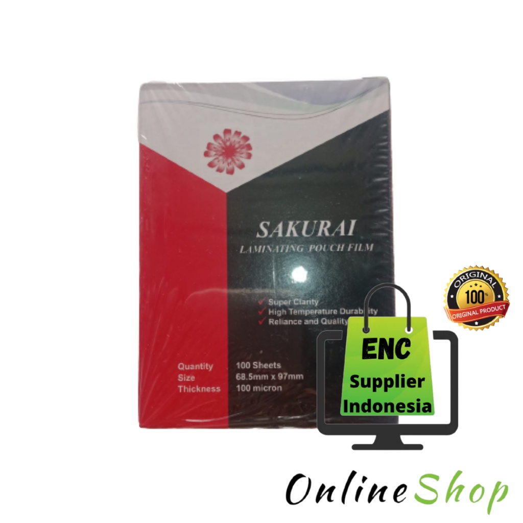 

sakurai 100mic 100 lembar plastik laminating ktp size 68.5 x 97 mm micron mic per pak - enc.sup