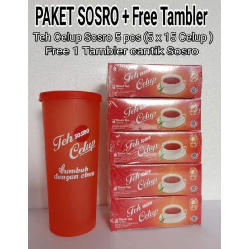 

PAKET teh celup Sosro free Tumbler/ paketan Sosro celup free gelas cantik 500ml