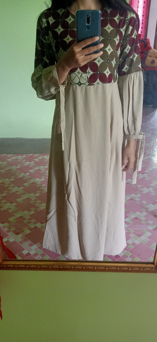 Riskirich Maezurra Gamis Batik Kombinasi Polos