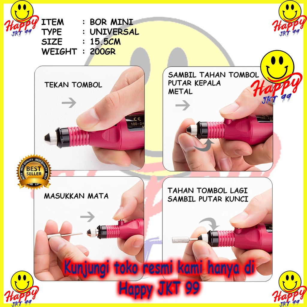 [ HAPPY JKT 99 ] BOR MINI ALAT UKIR GRAFIR GERINDA LISTRIK MINI PEN UKIR PEDICURE MANICURE MACHINE SET NAIL DRILL