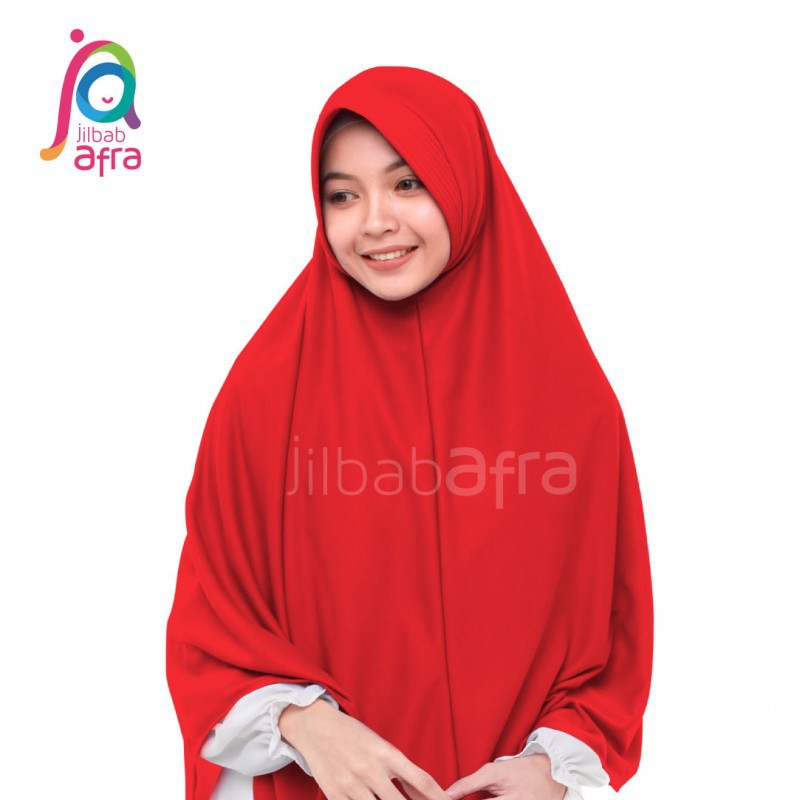 Jilbab Arfa Afra Amira Hijab Pet Antem Original Kerudung Kaos Instan Bergo Warna Merah Cabe
