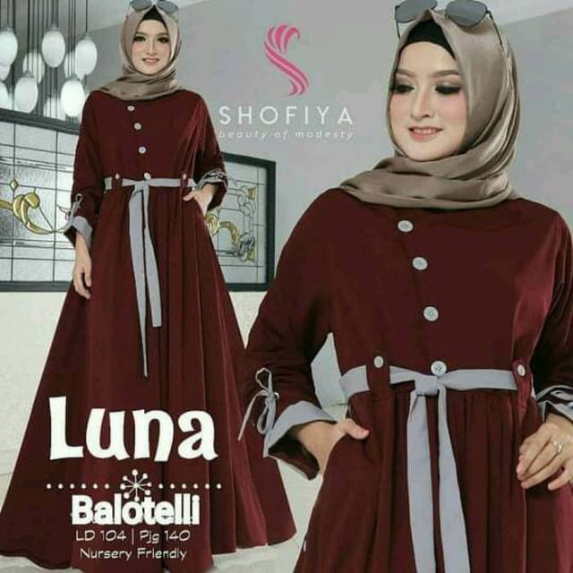 Luna maxi dress muslim / gamis murah / grosir baju hijab