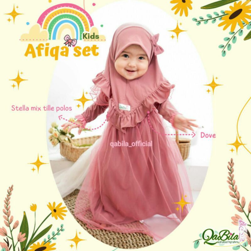 Afiqa Kids Qabila Original Dress anak Perempuan pakaian muslim anak