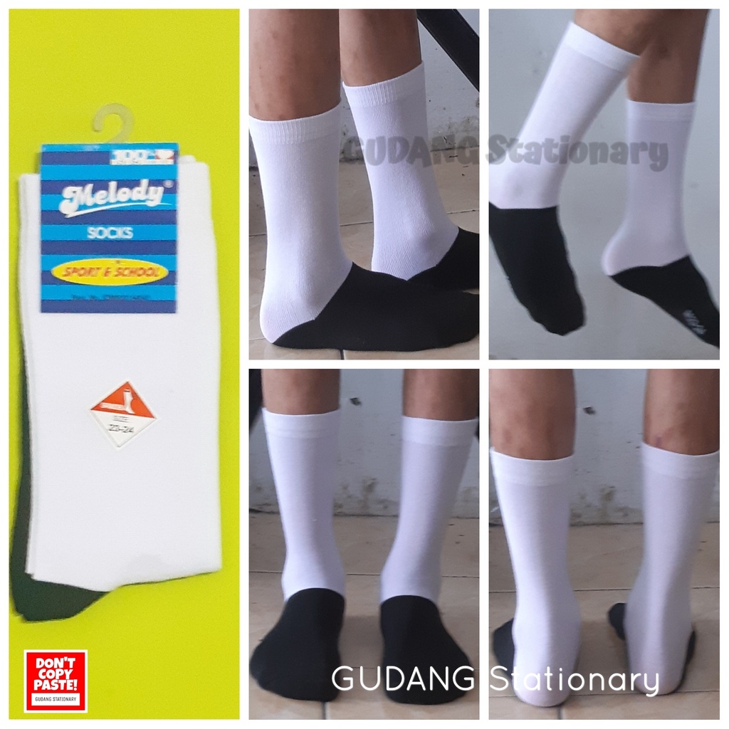 Kaos Kaki Anak Sport School Putih Hitam MELODY