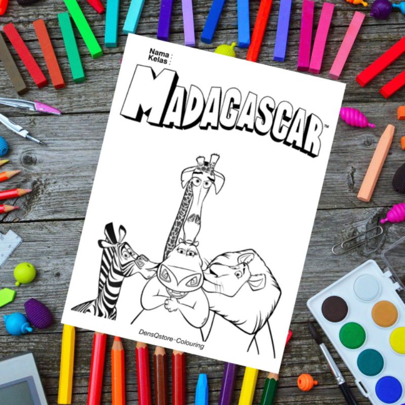 

Kertas Mewarnai Anak Tema Madagascar / Kertas Gambar (10 Lembar Gambar)