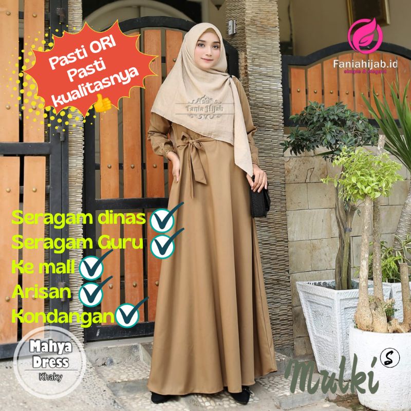 Gamis Seragam Baju Dinas Pemda Wanita Guru PNS Mahya Warna Khaki Khaky Bahan Toyobo Hq Hitam Putih