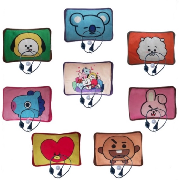 BANTAL PENGHANGAT BTS BT21 NYERI PUNGGUNG PINGGANG LEHER HAID MENSTRUASI TULANG BELAKANG REMATIK ENCOK SYARAF KEJEPIT KESEMUTAN KESELEO PEGAL LINU LESU LELAH KECAPEAN TERAPI AIR PANAS HEATING PAD PILLOW ELECTRIC