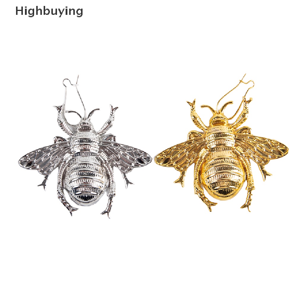 Anting Stud Desain Lebah Bumblebee Besar Warna Silver / Gold Bahan Metal Gaya Retro Minimalis Untuk Wanita Glory