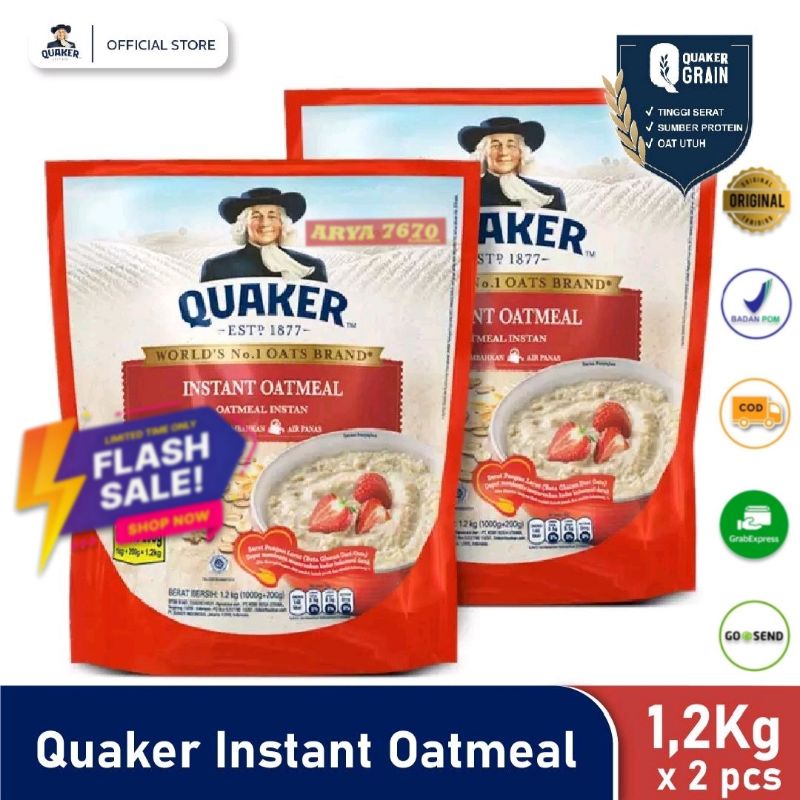 

[PROMO] Quaker Instant Oatmeal Merah 1200 gr / 1.2 kg