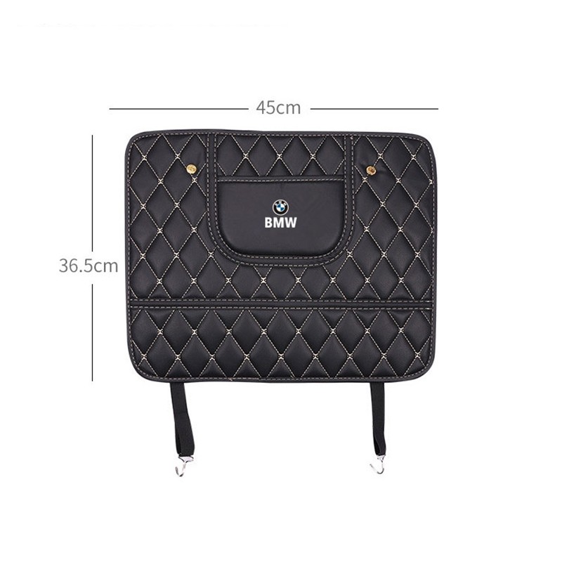 Car Seat Back Anti Kick Pad Leather Waterproof Car Seat Back Protector Cover With Storage Bag For F30 E46 F10 E90 G20 E36 E39 E30 G30 E92 F20 X6 X1 X5 Z4 M3 X3 X4 5 7 Series 320I 218I 520I 530I 528I M2 730LI 740LI