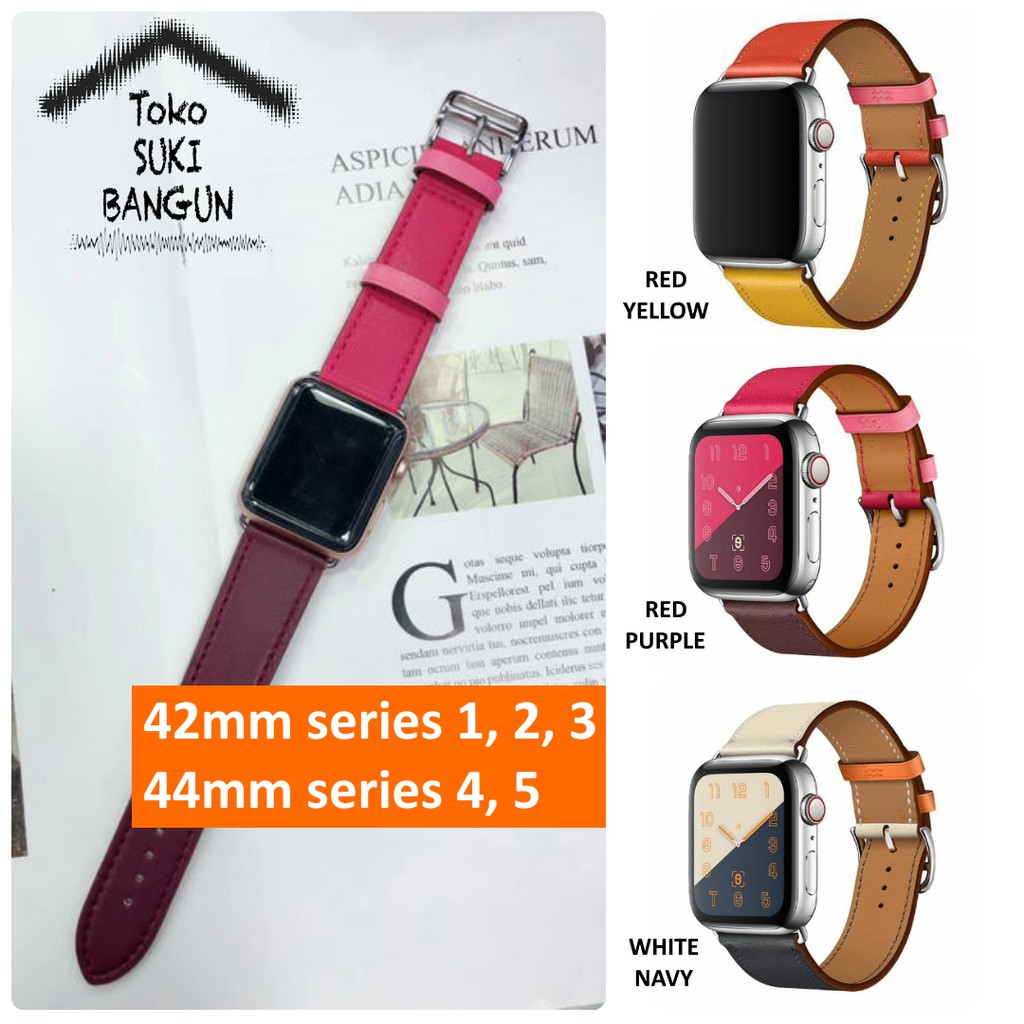 Strap Apple Watch Series 7 6 5 4 3 2 1 45mm 44mm 42mm TALI JAM Single Tour DUAL COLOR Leather