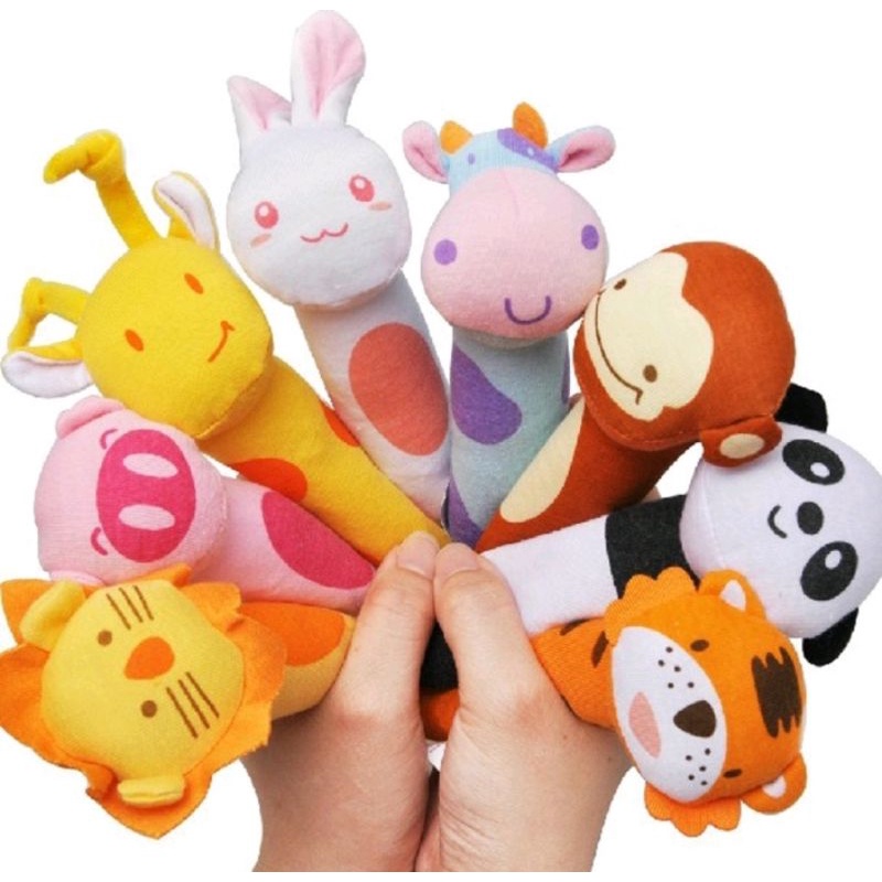 Mainan Bayi Bunyi Boneka Tangan tongkat genggam Baby Hand Rattle Toy Stick Motif Karakter Lucu