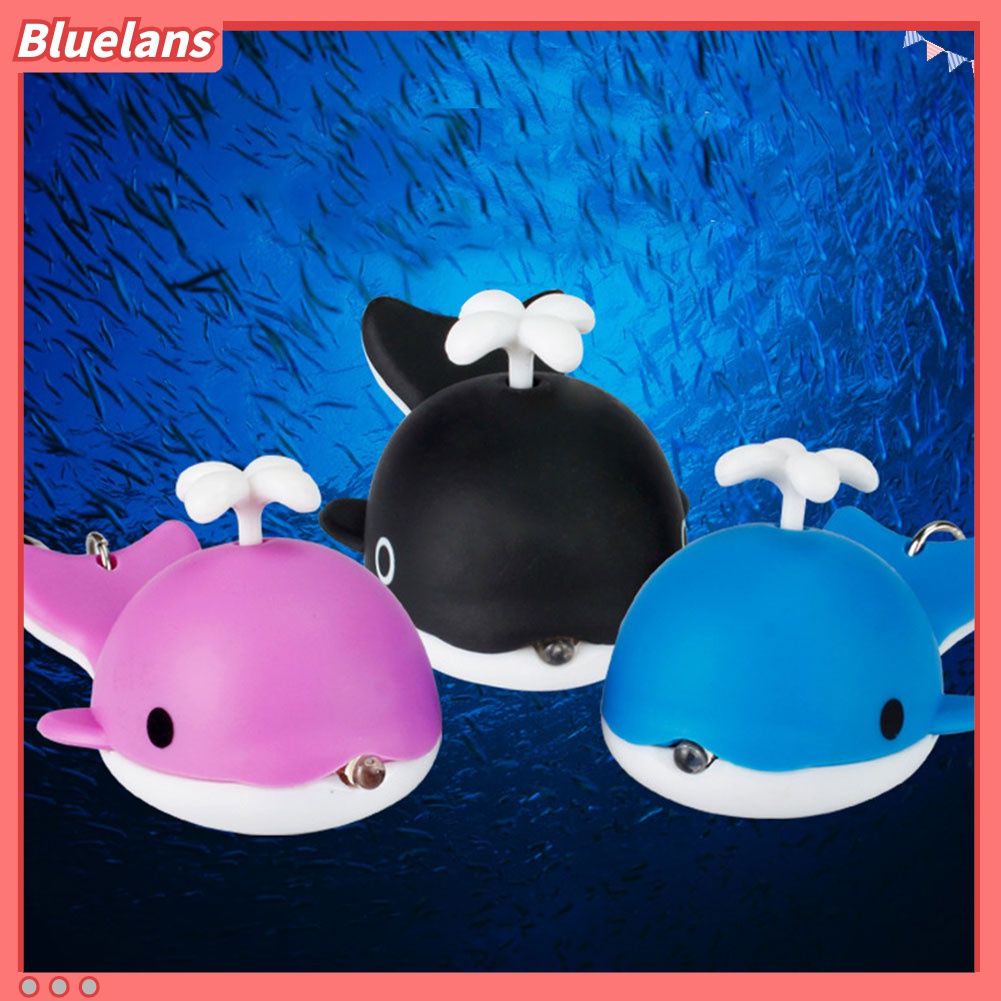 Bluelans Gantungan Kunci Bentuk Ikan Paus Lucu Dengan Lampu LED + Suara Untuk Tas / Dompet