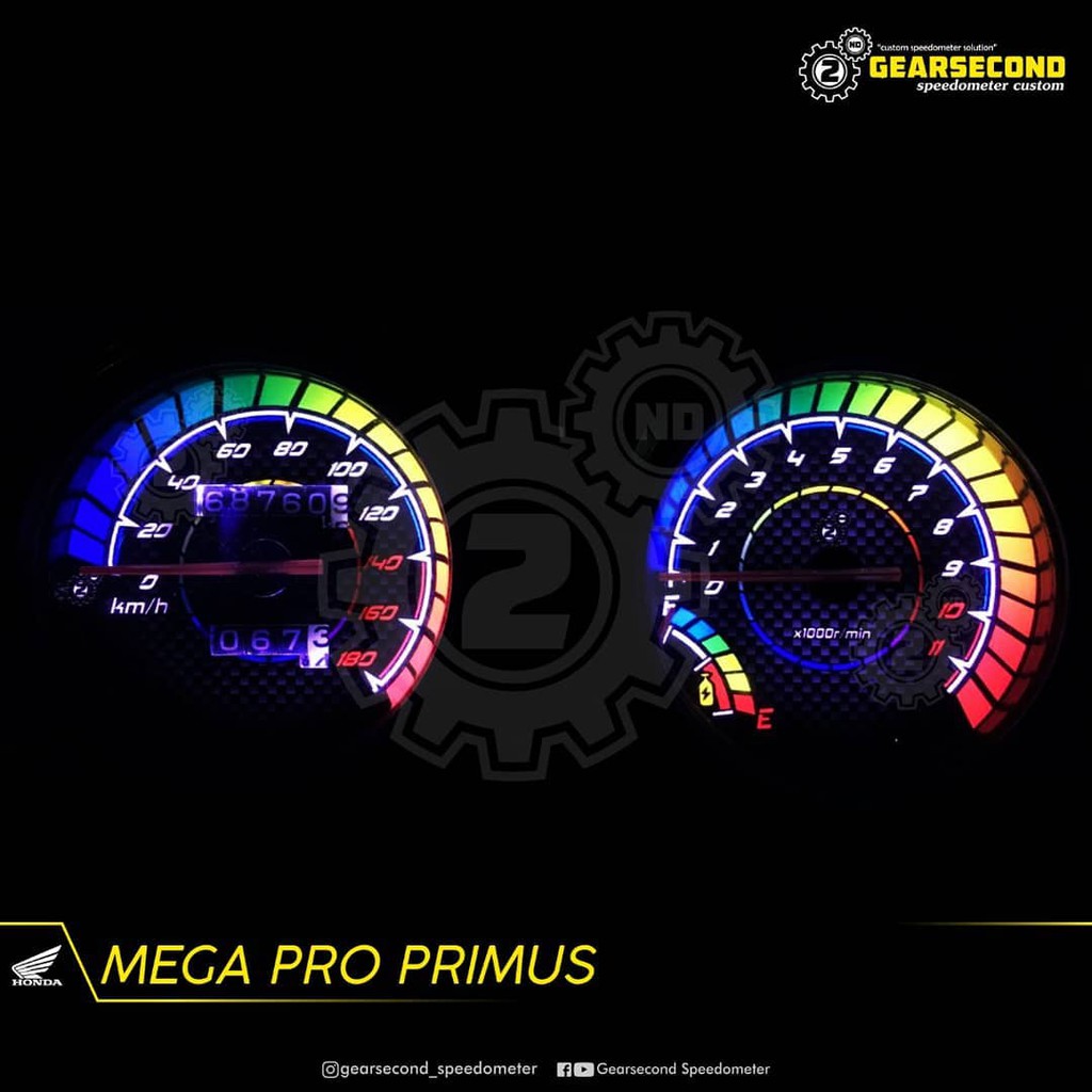 Panel Speedometer Custom Honda Mega Pro Primus Gearsecond Speedometer Shopee Indonesia