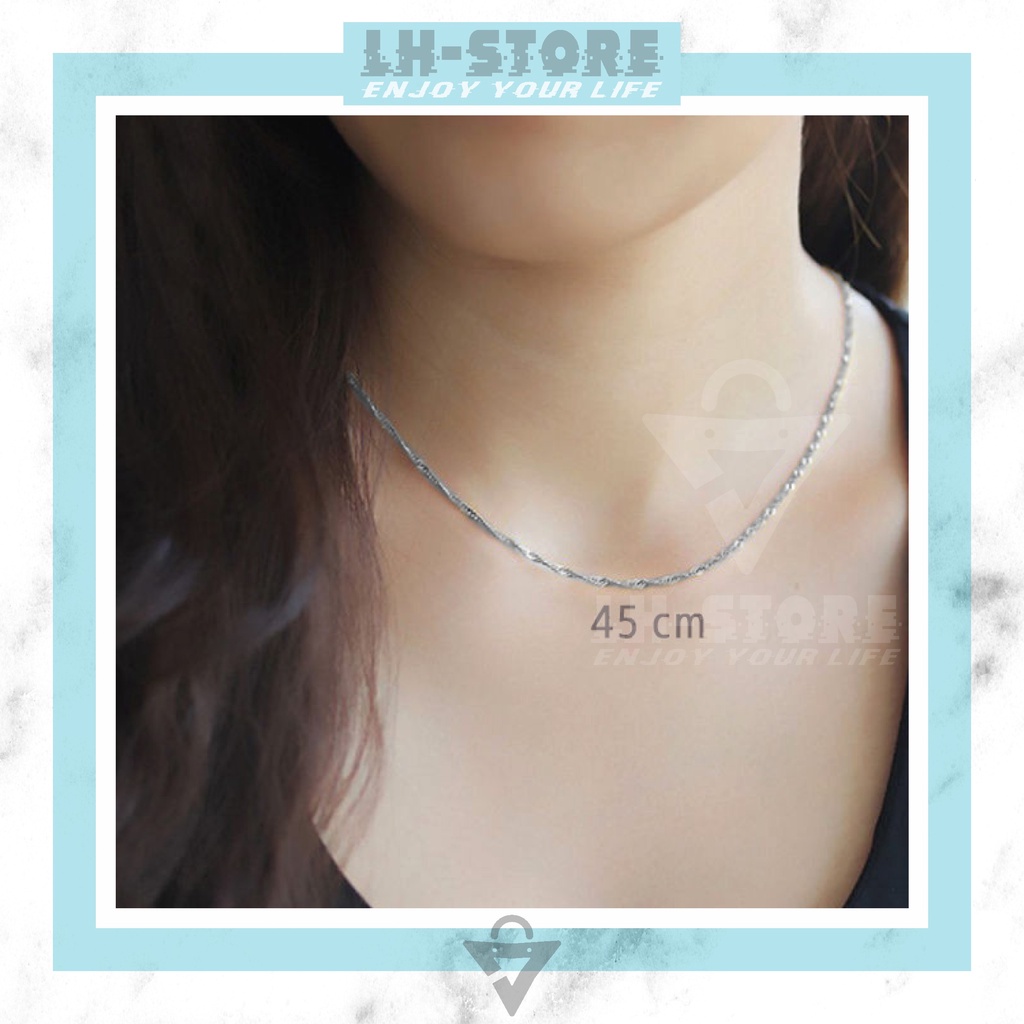 KALUNG TITANIUM ULIR GELOMBANG PRIA &amp; WANITA CEWEK / COWOK SILVER SEPERTI MAS PUTIH ANTI KARAT ANTI LUNTUR [KR-04]