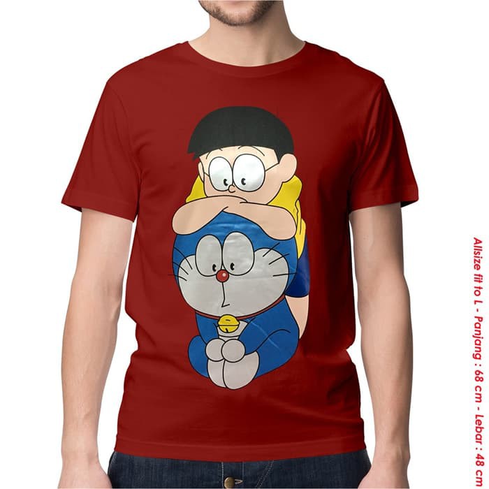 Pakaian Pria Kaos Oblong Murah Tsirt Kartun Doraemon DoraNobita - ALLSIZEFITTOL