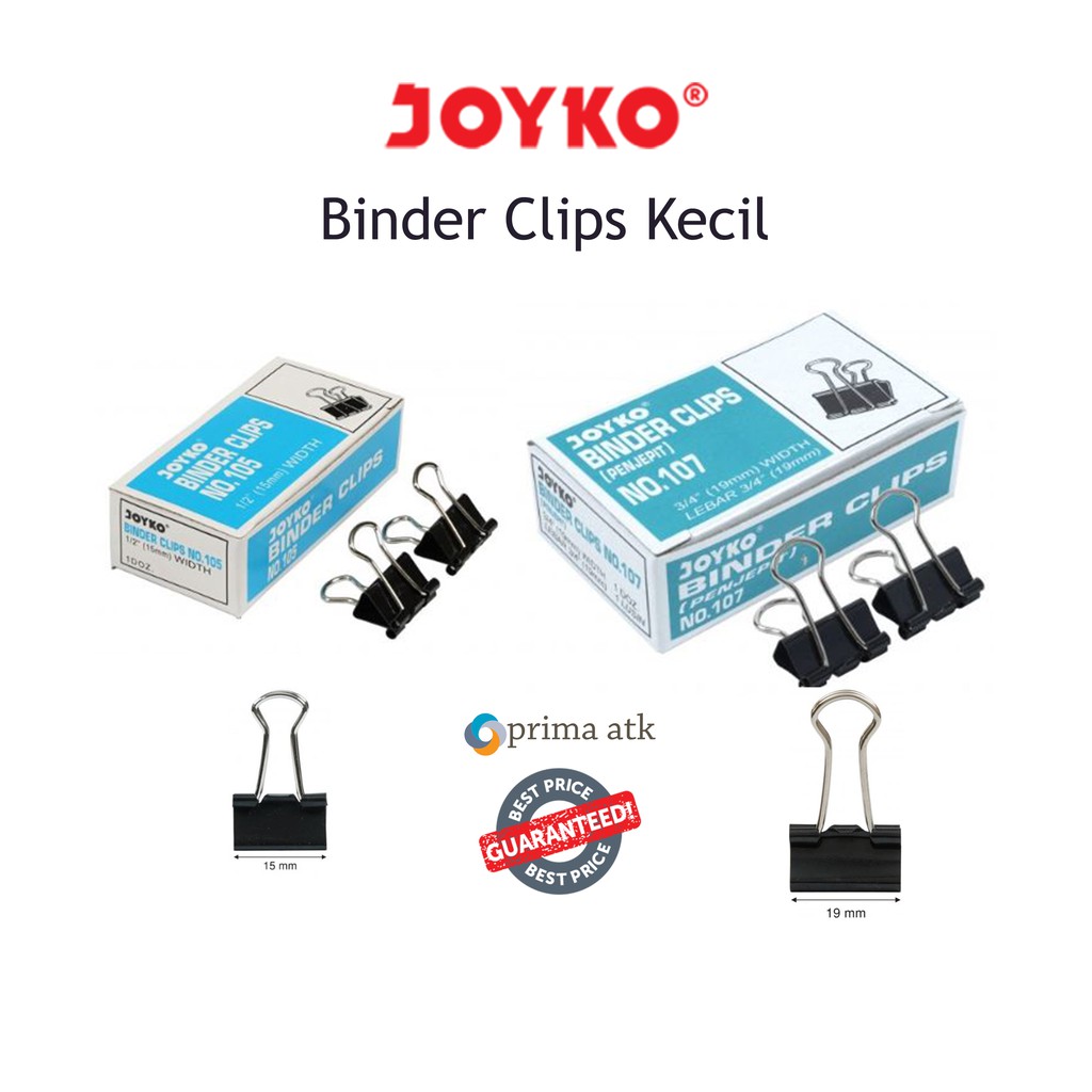 

BINDER PAPER CLIP CLIPS KLIP PENJEPIT KERTAS KECIL JOYKO 105 107 15MM 19MM