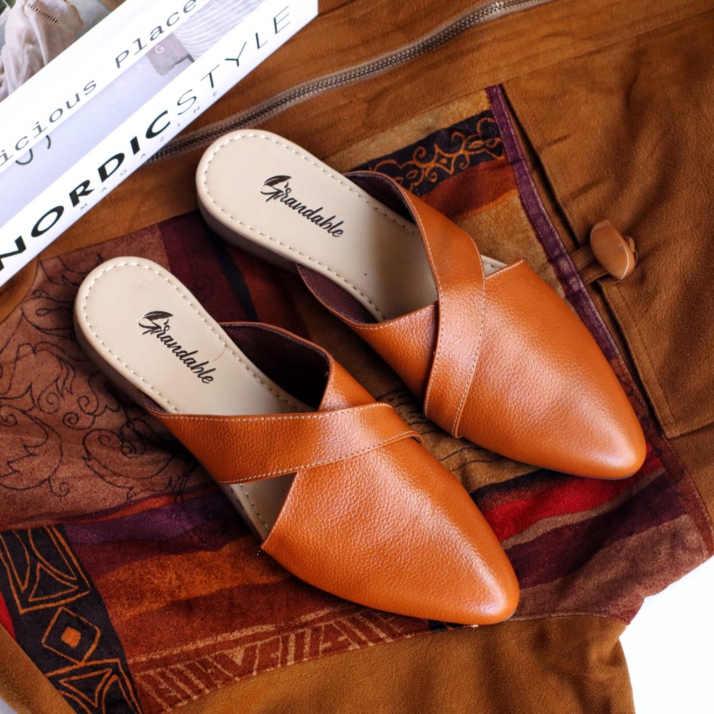 ISABEL Sepatu Flat Wanita Sepatu Slip On Wanita FlatShoes Slop Kulit Asli Sepatu Kerja Cewe/Cewek Seoatu Kasual Wanita Kuliah Gaya Santai Keren Terlaris