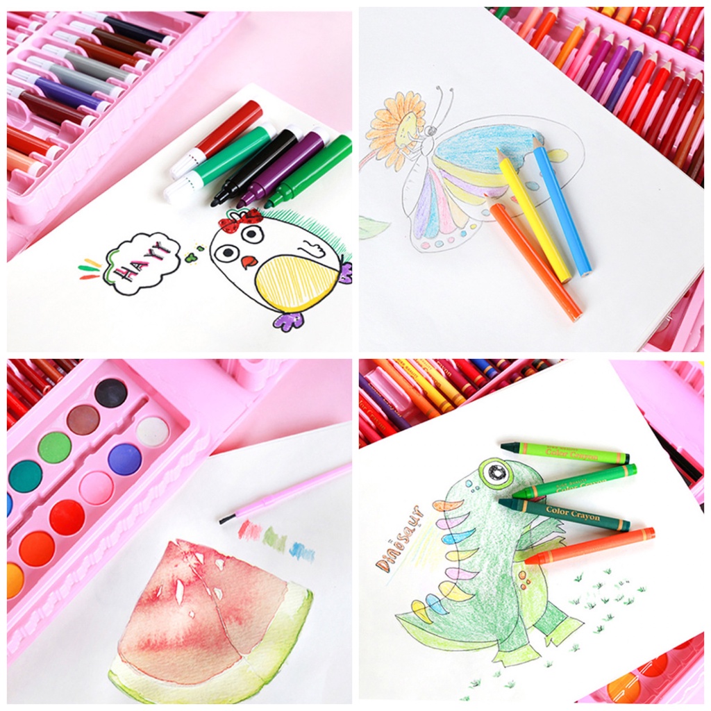 Stationary Set isi 86 pcs Pensil Crayon Warna Cat Air / Perlengkapan Sekolah Menggambar Anak / Alat Warna-6