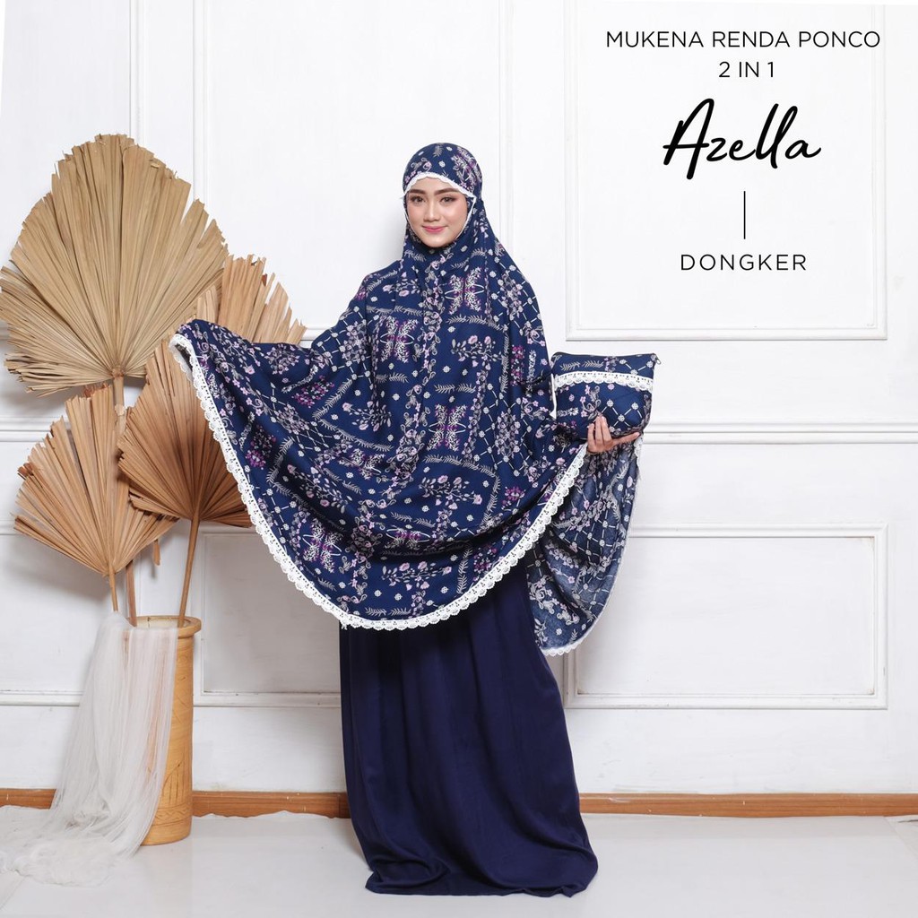 MUKENA BALI TASIK - MUKENA RENDA RAYON DEWASA 2 IN 1 PONCO AZELLA RENDA IMPORT CANTIK