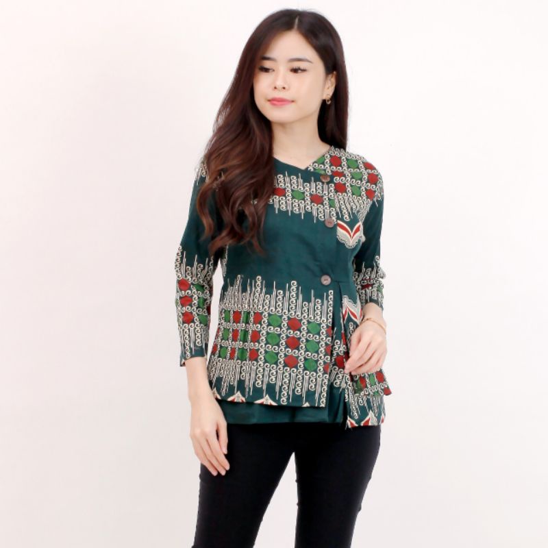 Batik wanita - Atasan blouse batik wanita fashion 184 SG-GREEN A
