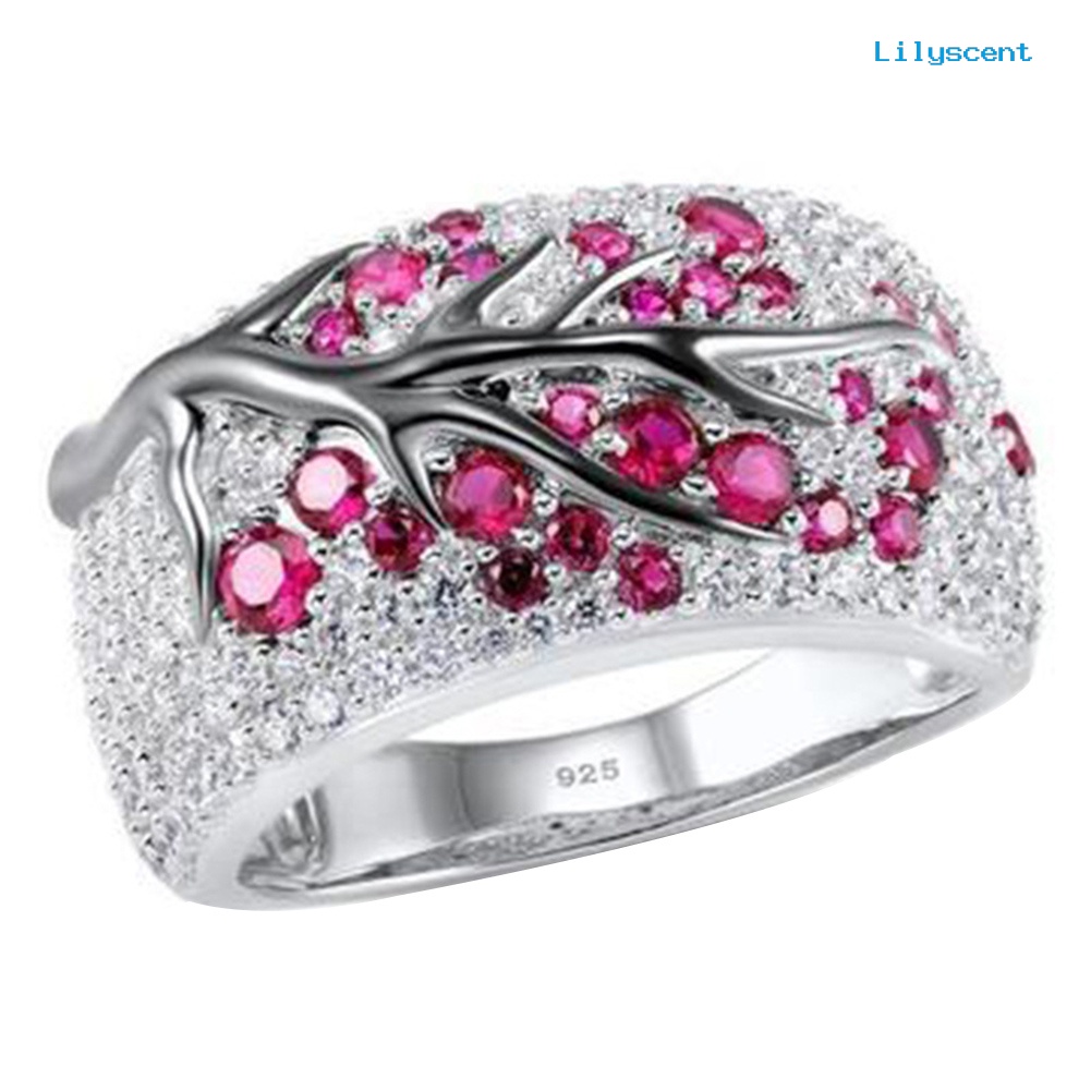 Ls Cincin Wanita Desain Ranting Pohon Plum Hias Berlian Imitasi Mewah Untuk Pesta / Hadiah