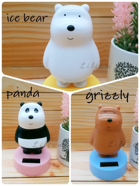 Pajangan dashboard mobil solar power miniatur bare bear totoro pokemon pikachu snorlax unicorn