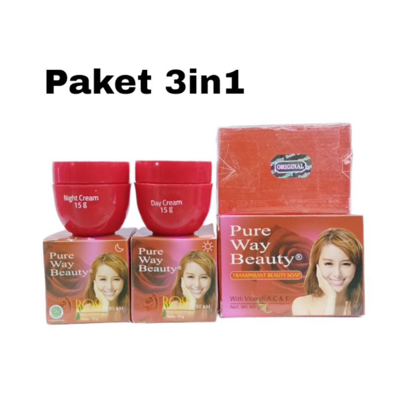 Cream Rose Pure Way BPOM paket cream lengkap [ 5 Item ]