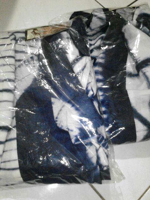 Tunik Asimetris Shibori Batik Handmade Segitiga Warna Batik Midi Seragam Kantor Muslim Pesta Modern