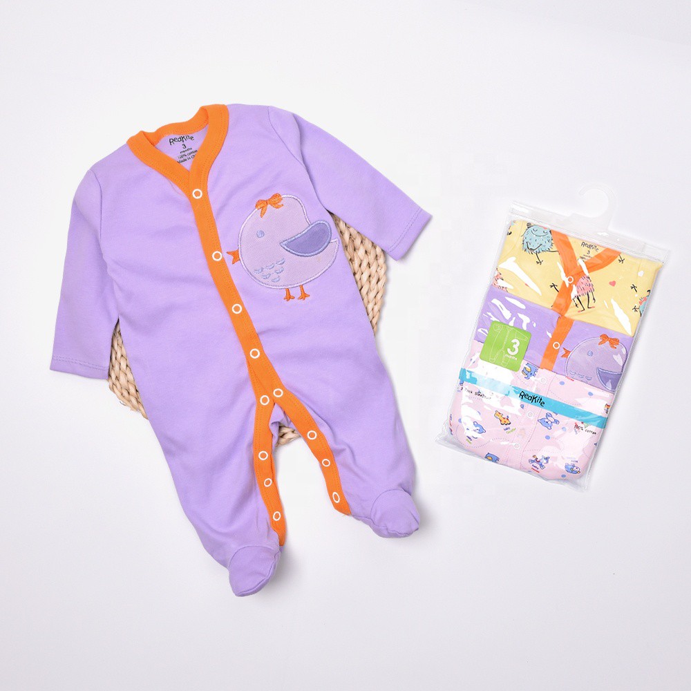 Sleepsuit Bayi 3 Pcs Premium Romper Bayi Perempuan Tutup Kaki P010