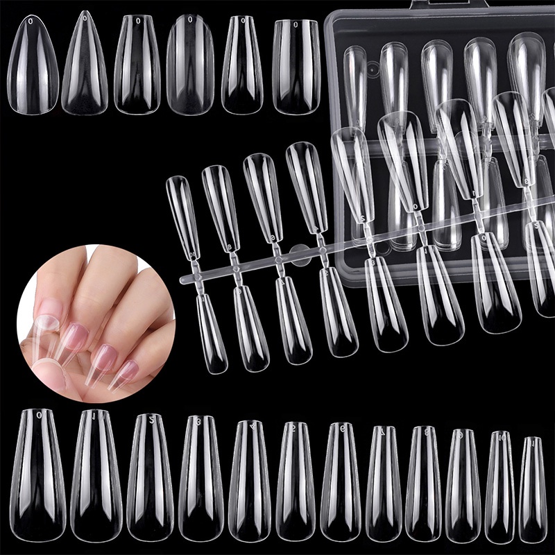 240pcs Kuku Palsu Extension Full Cover Bentuk Kotak Untuk Nail Art