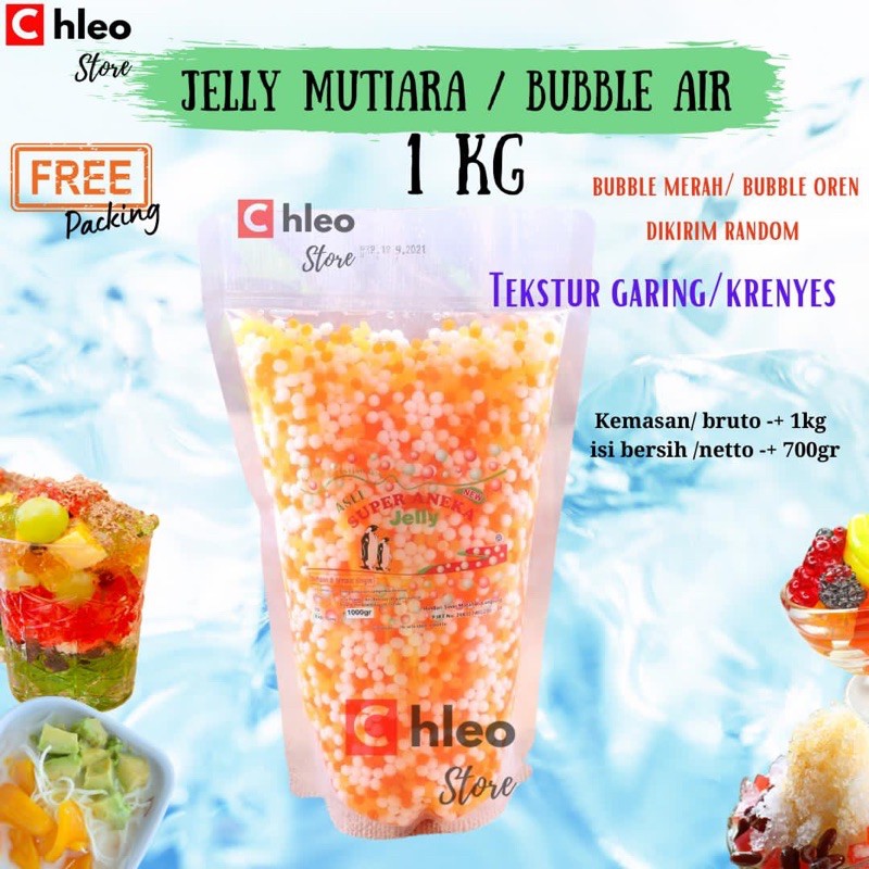 

jelly mutiara /mutiara air/bubble air 1000 gram merk super aneka jelly free packing