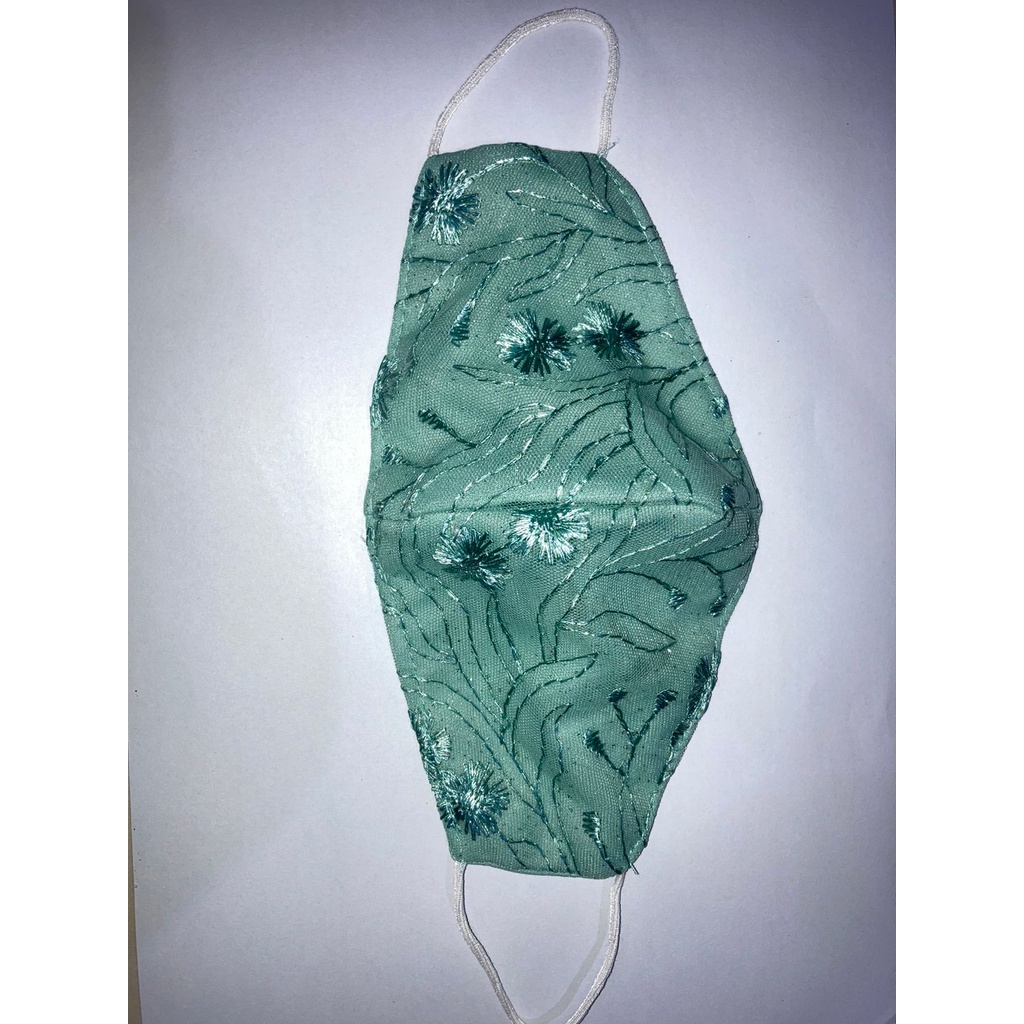 Masker Brukat Tille Hijau wardah / Masker Acara / Masker Kondangan / Realpic