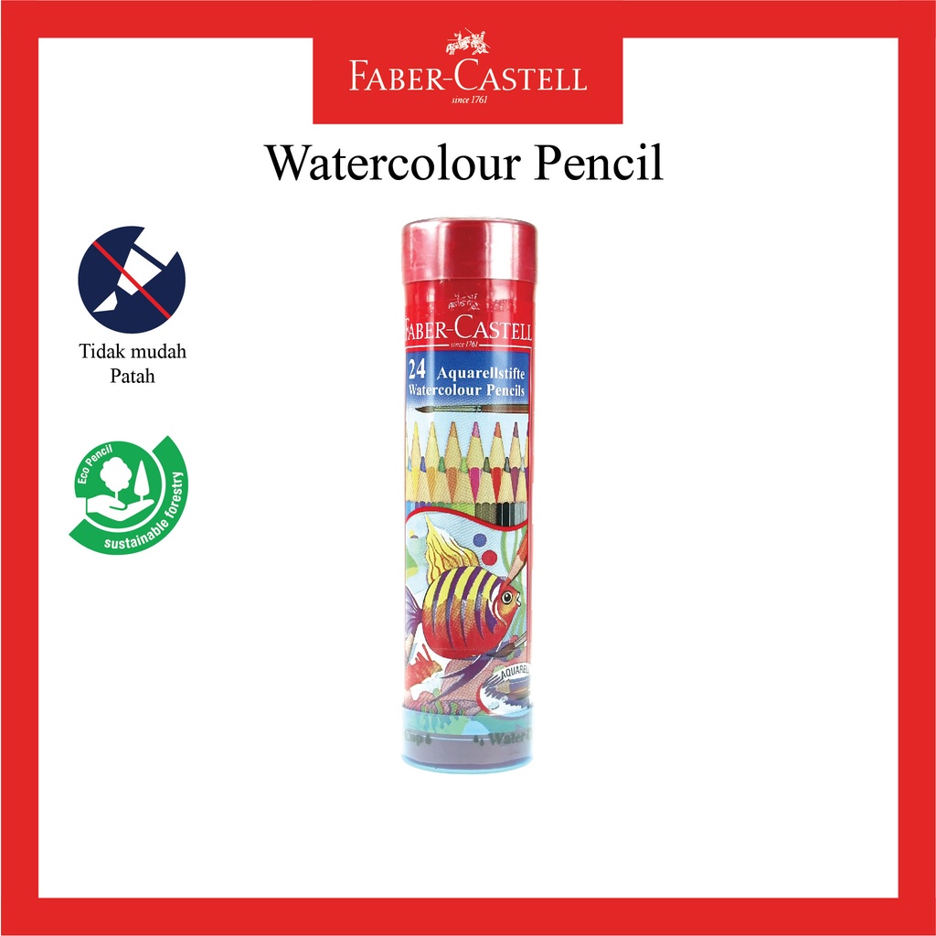 

Pensil Warna Faber Castell / Round Tin 24 Warna / Water Colour Pencil / Ukuran Long / Bonus Kuas